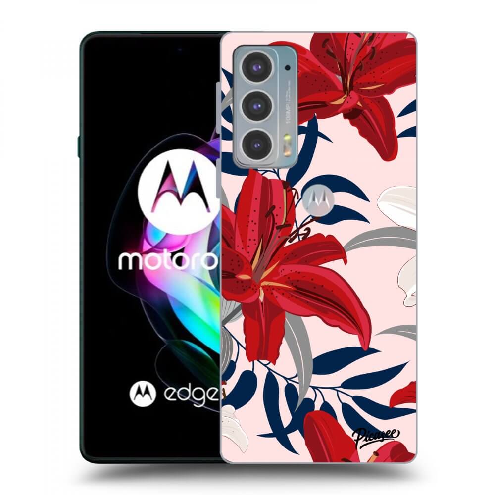 Silikonski črni Ovitek Za Motorola Edge 20 - Red Lily
