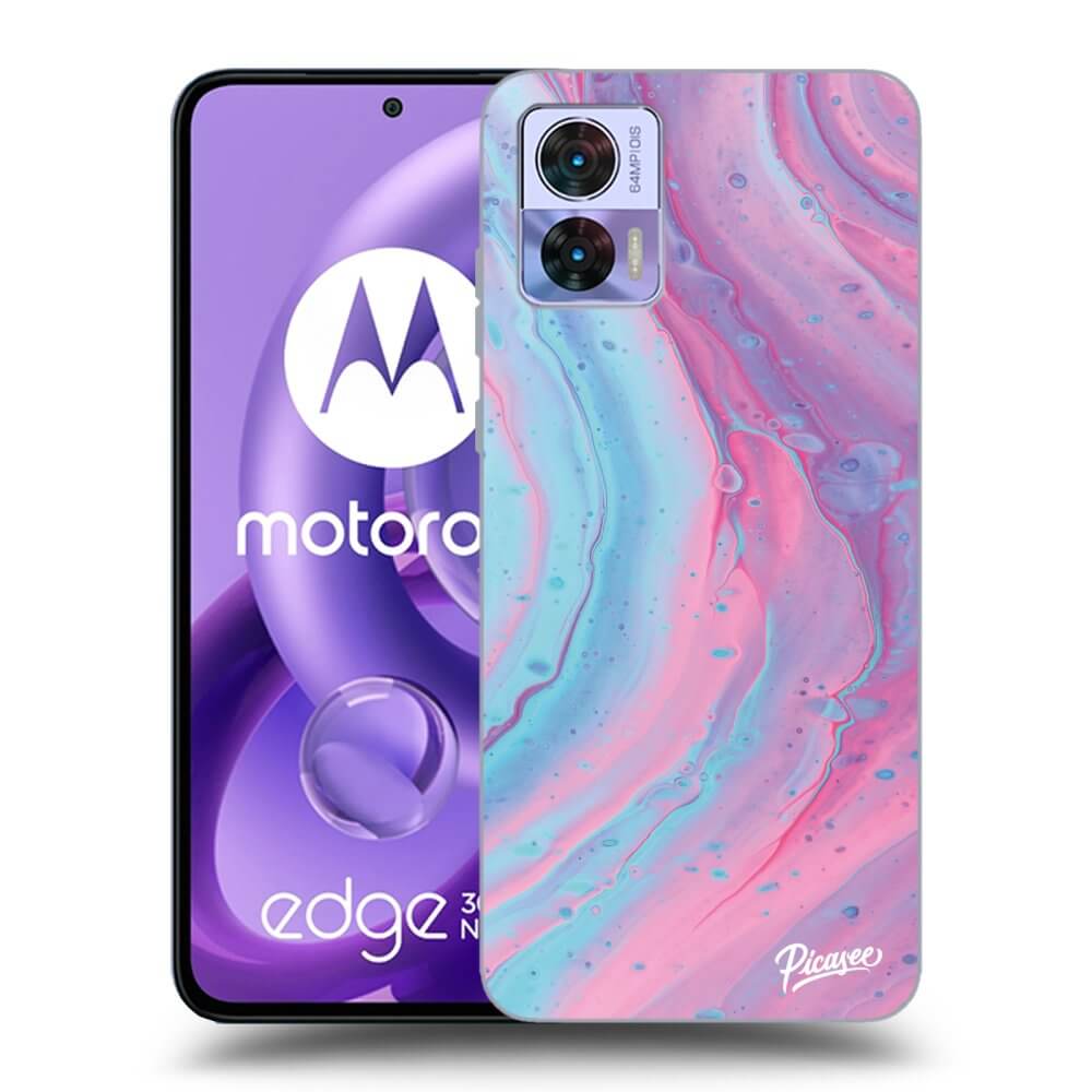 Silikonski črni Ovitek Za Motorola Edge 30 Neo - Pink Liquid